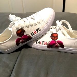 Handmade breast cancer awareness sneakers